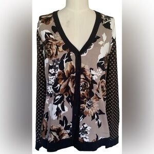 Isaac Mizrahi Live! Small Multi patterned Button Up Sweater